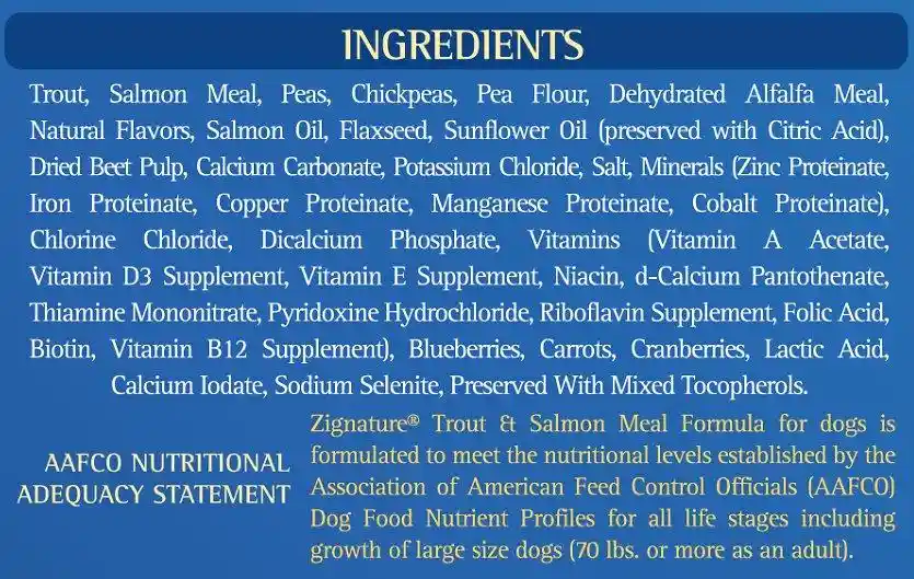 Zignature Dog Food Trout & Salmon 4#