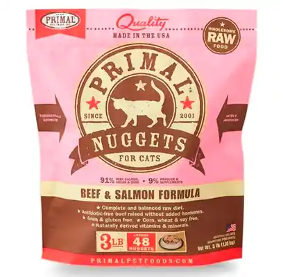 Primal Raw Cat Food Bf/Slmn 3#