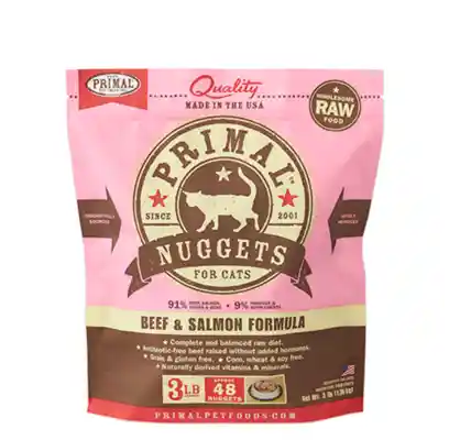 Primal Raw Cat Food Bf/Slmn 3#