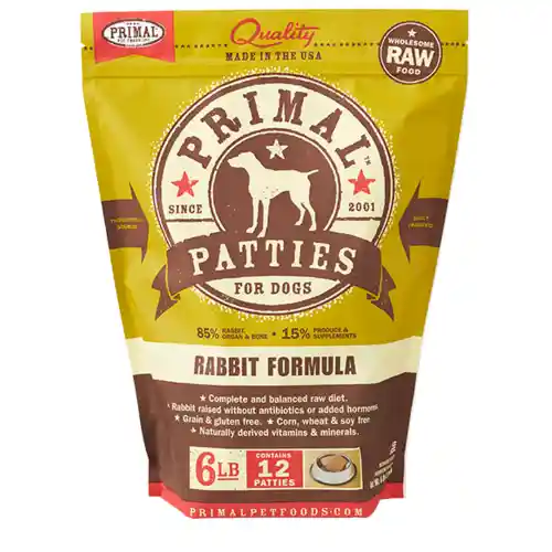 Primal Raw Frozen Rabbit Patties 6#