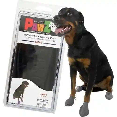 Pawz Rubber Dog Boots Blk Large