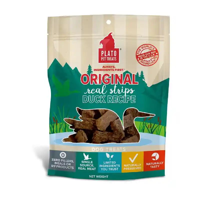 Plato Nat Treat Strips Duck 18-oz