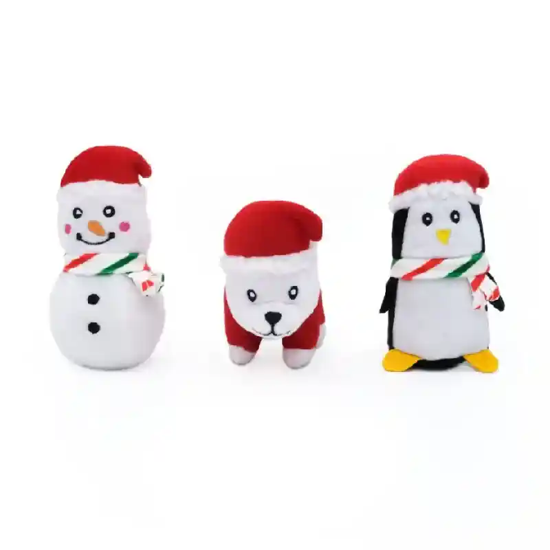 Zippy Paws Holiday Miniz Festive Animals 3pk