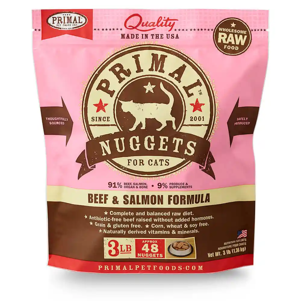 Primal Raw Cat Food Bf/Slmn 3#