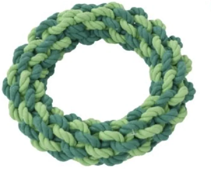 Territory Holiday Rope Wreath 2025 8-inch braided dog toy, front view