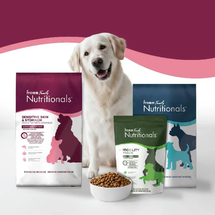 Fromm Nutritionals dog food assortment with salmon recipe