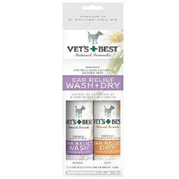 Vet's Best Nat  Ear Wash/Dry 2pk