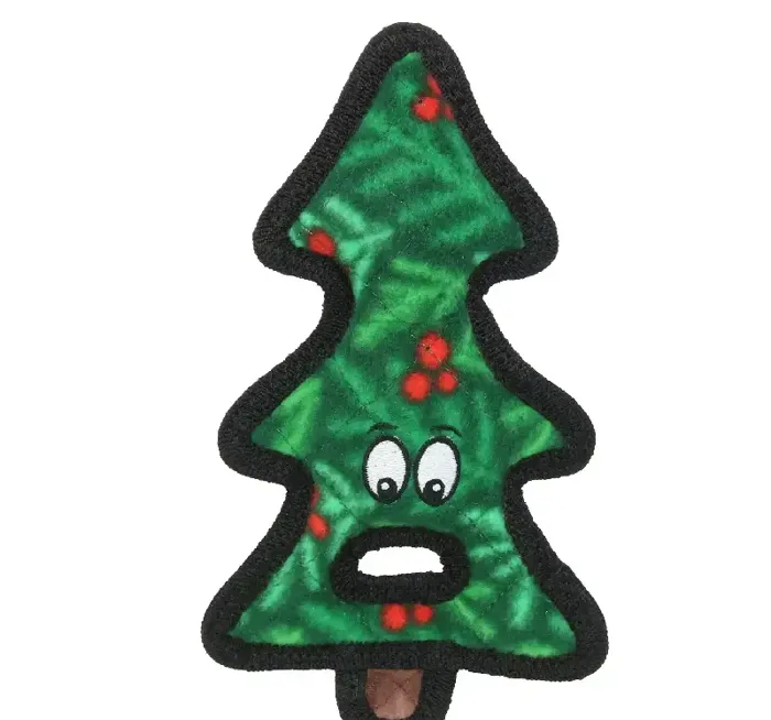 Tuffy Holiday Tree green dog toy, front view