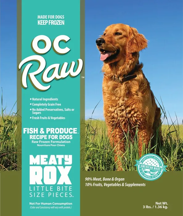Oc Raw Frozen Fish & Produce Meaty Rox For Dogs 3-lb