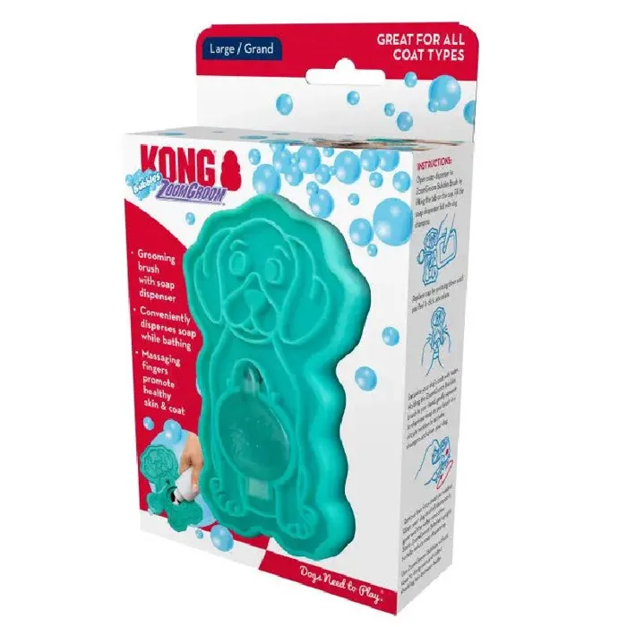 Kong ZoomGroom Bubbles Dog Brush Blue Large