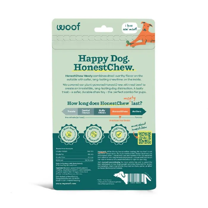 Woof Dog Toy Honestchew Meaty Beef Antler Small