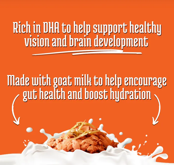 Fussie Cat Tuna Anchovies Goat Milk nutrition benefits graphic