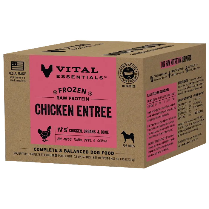 Vital 4.7 Lb Dog 10 Ct Chicken Patties Frozen Raw Entree Ea