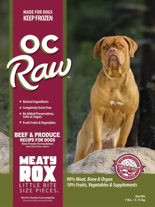 Oc Raw Dog Frozen Beef & Produce Meaty Rox 7#